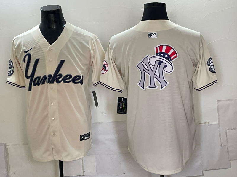 Men 2026 New York Yankees blank cream Nike MLB Jersey 0910002->new york yankees->MLB Jersey